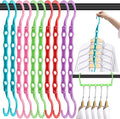 DUCOO 10 PCS Space Saving Hangers, 5-Hole Magic Hangers - Sturdy Plastic Hanger, Closet Organizers for Clothes Storage, College Dorm Essentials, Home Organization (Color)
