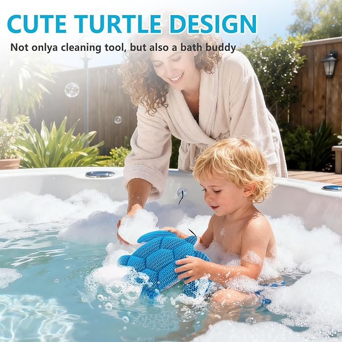 Hot Tub Scum Absorber Turtle, 2PCS Reusable Hot Tub Oil Absorbing Floating Sponges for Spa/Pool, Hot Tub Scum Sponge Accessories to Soak Up Oils & Keep Water Clean