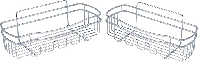 Bath Bliss Adhesive Shower Caddy Organizer | 5 Piece Set | 2 Soap Dishes | 1 Small Organizer | 2 Large Organizers | Bathroom Organization | Holds Up to 15lbs | Easy to install | Chrome