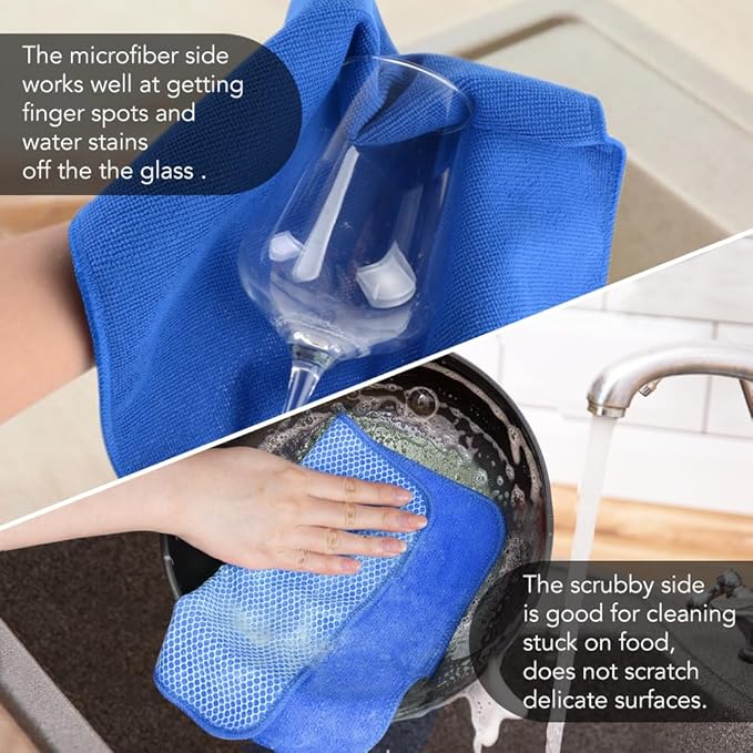 KinHwa Kitchen Washcloths for Dishes Absorbent Microfiber Dish Cloths Quick Dry Dish Rags with Poly Scour Scrub Side Ideal for Kitchen Cleaning (Mixing Colors #2, 12inchx12inch 9 Pack)