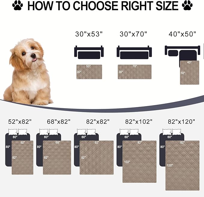 Smiry Reversible Waterproof Couch Covers for Sofa, Washable Dogs Pet Couch Covers for 3 Cushion Sofa Pet Friendly, Water Resistant Furniture Protector Slipcover, Geometric (30"x70", Taupe/Beige)