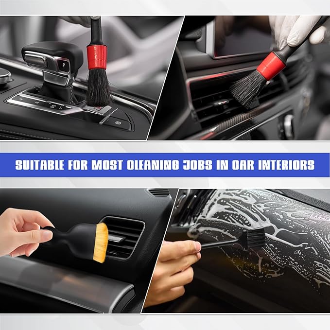 wuyaoyao 14PCS Car Windshield Cleaning Tool, Car Glass Wiper Kit with Window Cleaner, Microfiber Pads, Spray Bottle, Extendable Handle, Interior Detailing Dust Brush, Car Cleaning Supplie (Blue+Gray)
