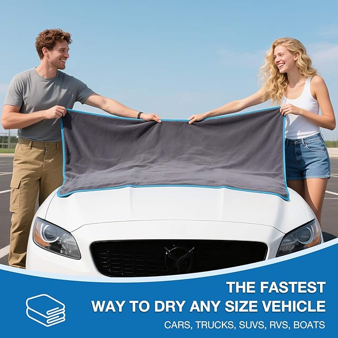 71"X 24" Extra Large Microfiber Towel for Car,Ultra Absorbent Car Washing Cloth,Designed Specifically for Fast Drying Cars,No Shedding,No Streaks, Scratches or Water Spots (Grey)