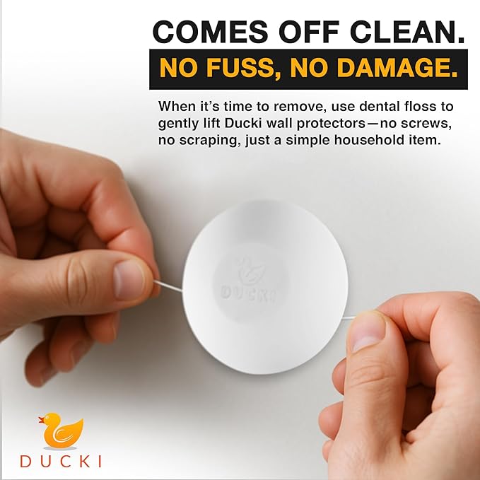 Ducki Wall Protectors - 4 Matte White- Self Adhesive, Reusable Solution for Stopping Wall Damage & Noise from Doors,Refrigerator & More in Your Home or Office -Durable, Shock Absorbent & Discreet