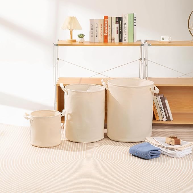 Foldable Storage Bins with Lids Cotton Canvas Rectangular Storage Box Ideal for Organization Lightweight and Durable (10.24 x 10.04)