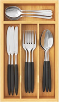 Lifewit Silverware Drawer Organizer, Expandable Utensil Tray for Kitchen, Flatware and Cutlery Holder, Wood Adjustable Storage for Spoons Forks Knives, 6.9 x 12.8, Natural