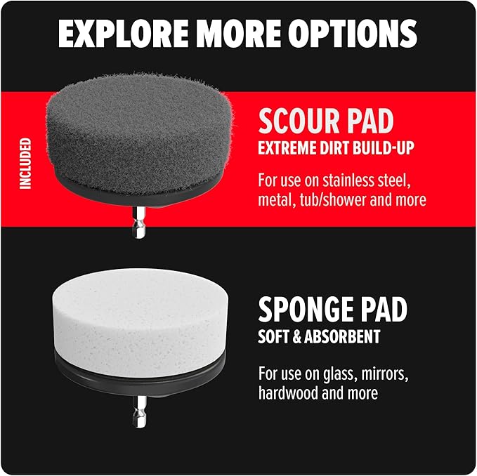 Dirt Devil Scour Pad Cleaning Set, 3 Piece, 3.5" Pads, for Use on Stainless Steel, Tubs, Showers, Metal and More, Extreme Dirt Build Up, Scouring Pad Drill Attachment for Cleaning