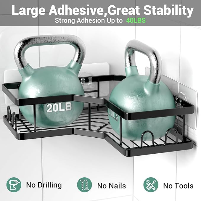 Corner Shower Caddy Bathroom Organizer: Stainless Steel Adhesive Shower Rack - 3Pack No Drilling Shower Shelf - Rustproof Bathtub Organizer