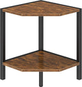 Corner Shelf Stand, 2 Tier Industrial Corner Bookshelf, Multipurpose Standing Corner Display Shelf Countertop Organizer for Living Room Kitchen Bedroom Office, Rustic Brown
