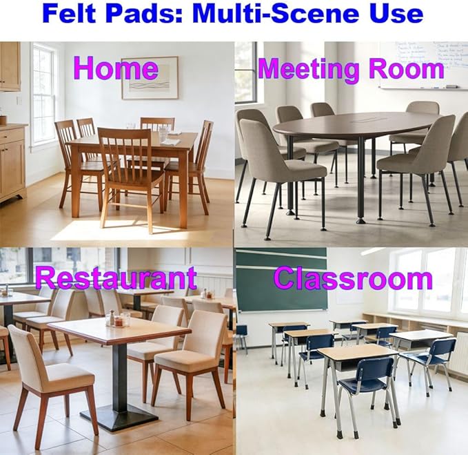 No Lost Pads! Felt Chair Leg Glides for Hard Floors – Easy Glide, Scratch Protection, Chair Feet, Not Adhesive Backing | 30mm (1.2") Round, 72 Pcs
