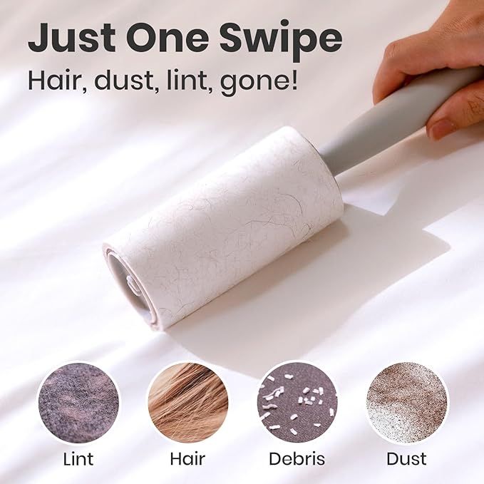 DELOMO Lint Roller 400 Sheets (1 Roller + 3 Refills) - Lint Rollers for Pet Hair Extra Sticky, Mega Value Pet Hair Removal Tool for Clothes/Couch/Furniture/Car - Ideal Home Gift for Pet Owners