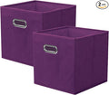 ShellKingdom Storage Bins, Foldable Fabric Storage Cubes And Cloth Storage Organizer Drawer with Metal Handle For Closet And Toys Storage, 11 X 10.5 X 10.5 INCH, 2 Pack (Purple)