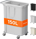 Lifewit 150L Large Laundry Basket with Wheels, Tall 2 Section Laundry Hamper Organizer, Rolling Laundry Cart with Steel Frame & Removable Bag for Luandry Room Bathroom Bedroom, Silver Gray