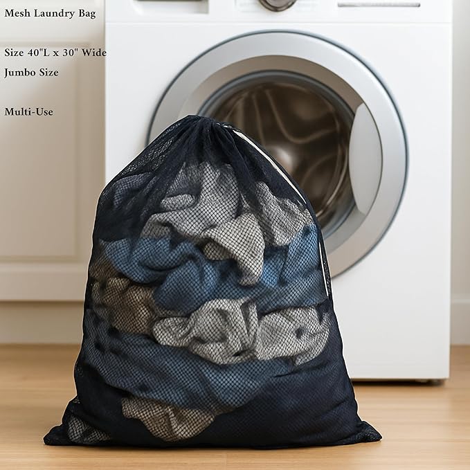 Extra Large Mesh Laundry Bag 40" x 30" – Drawstring, Multi-Purpose for Laundry, Toys, Beach, Sporting Goods – Dependable Industries Inc. Essentials