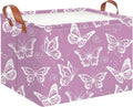 CLOCOR Rectangular Storage Basket Empty,Gift Basket,Waterproof Storage Bin with Handles,Room Decor(Purple Butterfly)
