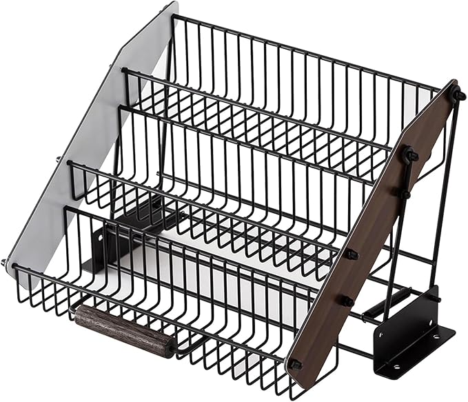 Baffect 3 Tiers Pull Down Spice Rack, Pull Out Spice Organizer for Inside Cabinets, Drop Down Spice Shelf with Spring Buffer Device for Kitchen Upper Cabinet（Black）