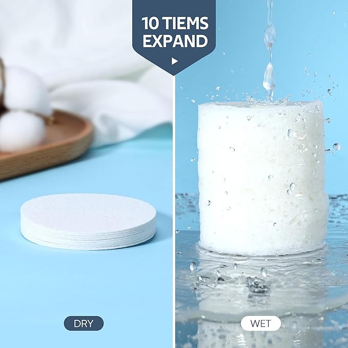 GAINWELL 100PCS Compressed Facial Sponges, Cleansing, for Personal Spa Esthetician Use, White