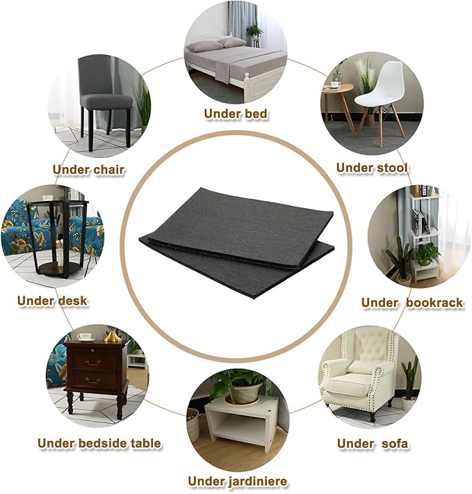 uxcell Felt Furniture Pads, 8Pcs 7.87" x 5.91" Adhesive Backed Felt Non-Slip Anti-Scratch Chair Leg Protectors for Protecting Hardwood Floor, Black