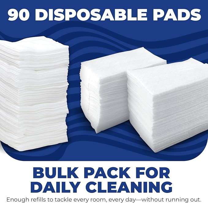Iconikal Dry Mop Pad Refills (90-Pack) | Fits Swiffer Dry Sweeping Cloths for Dirt, Dust, Hair | Use for Swiffer Pads Refill | Unscented, Disposable Mop Pads for Sweeping, Mopping, Dusting, 11.5" x 8"
