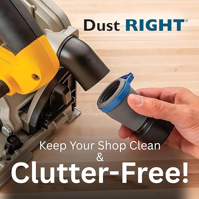 Dust Right Flexiport Power Tool Hose Kit - 3 To 12' Expandable Hose & 4 FlexiPorts - Lightweight Dust Collectors for Woodworking Power Tools - Collector Hose for Shop Vacuums, Table Saw & More