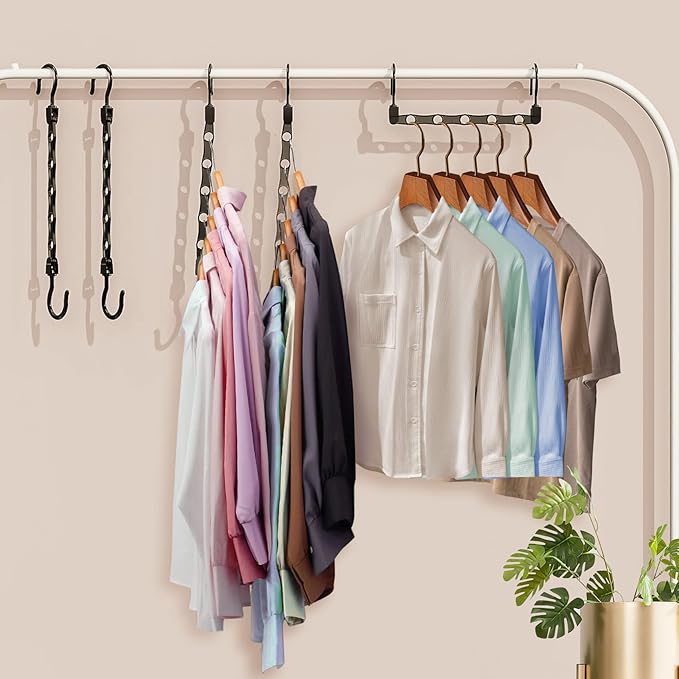 24 Pack Hangers Space Saving Magic Space Saver Storage Smart Plastic Clothes Hanger Organizer Closet Organizers and Storage for Closet Wardrobe Apartment College Dorm Room Essentials, Black