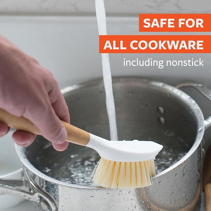 Full Circle Double Dish Brush Set – Durable Scrub Brushes for Dishes, Pots, Pans, and Cast Iron, Includes Be Good & Tenacious C, Sustainable 2-Pack
