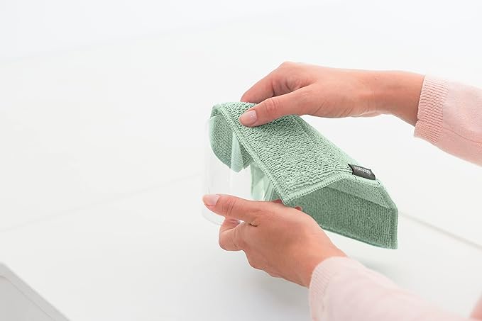 Brabantia x3 Microfiber Cleaning Pads (Dark Gray, Light Gray, Jade Green) Absorbent Spongy Hygenic Pads for Kitchen Washing, Drying, Counters, Mirrors