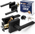 Entry One-Touch Push Button Locking Door Handle Lock with Keys,Non-Handed Opening,Entrance Reversible Left Right Lever for Interior/Exterior Front Door, ADA-Compliant Knob,for Office,Bathroom