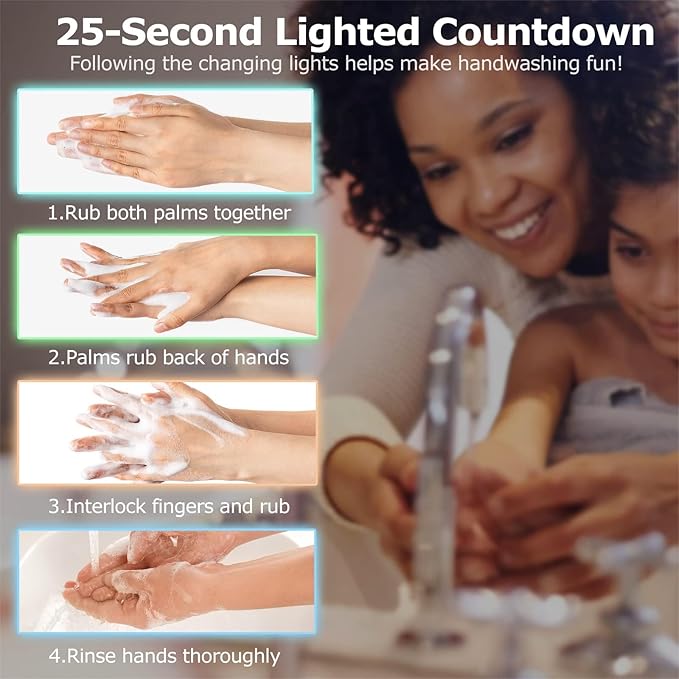 Secura 18.6 oz. Automatic Soap Dispenser, Touchless Liquid Soap Dispenser with SoapGlow Timer, 3 Gear Infrared Distance Sensing Volume Setting Perfect for Kitchen or Bathroom