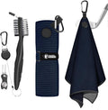 Magnetic Golf Towel, Microfiber Golf Towel with Brush and Divot Tool for Men, Industrial Strength Magnet Accessories for Strong Hold to Golf Bags, Carts or Clubs (Black)