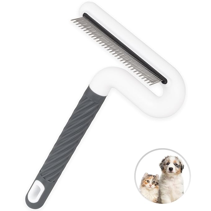 Pet Flea Comb for Dogs & Cats - Steel Teeth Detangler for Tangles, Mats, and Loose Fur - Gentle Grooming Tool for Long & Short Hair Pets (Lime Green)