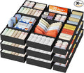 DIMJ Drawer Organizer Clothes, 30 Pack Dresser Organizer, Foldable Closet Organizers and Storage, Fabric Dresser Bins, Drawer Dividers for Nursery, Baby Clothes, Underwears, Sock,Black