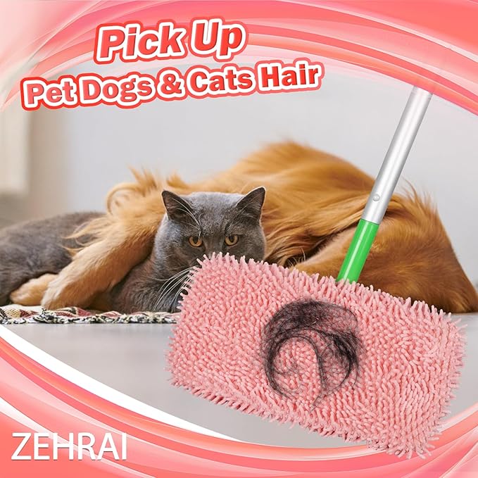 6Pcs Reusable Microfiber Mop Pads Compatible with Swiffer Sweeper Mop, Wet and Dry Flat mop Cover, Replacement Sweeping Mopping pad Refills for Surface/Hardwood Floor Cleaning