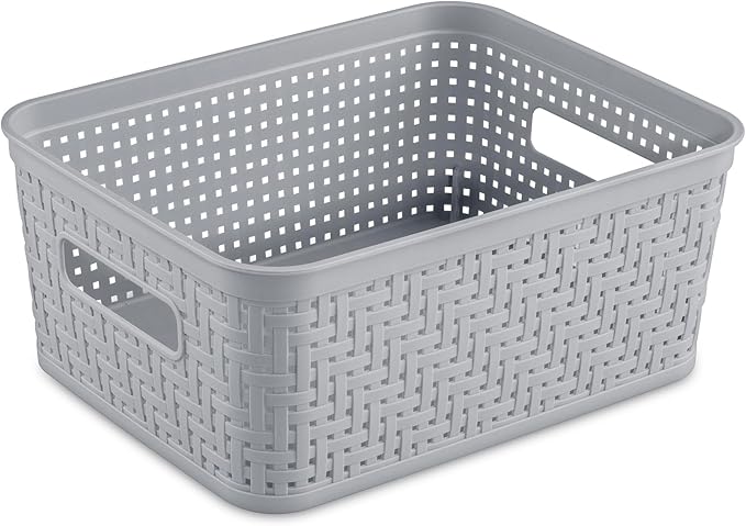 Sterilite 32 Pack Plastic Storage Bin Organization Containers, Small Baskets, Cement