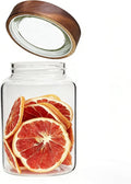 Patoper Airtight Glass Jars with Wooden Lid Round Spice Jar Clear Glass Food Storage Jar Canister with Screw Lid for Coffee Ground Bean Candy Pantry Sugar Tea Cookies Bath Salts (1200ml/40oz-1pack-A)