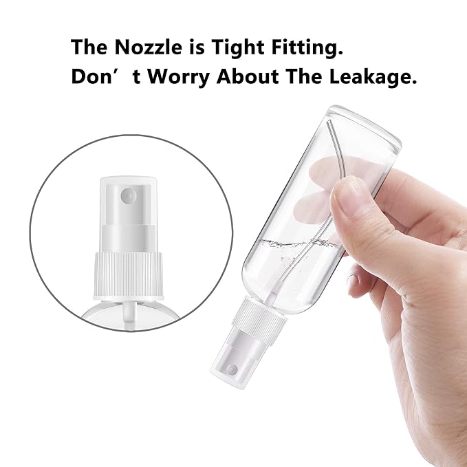 ZEROFIRE 4 Pack Spray Bottles 2oz Clear Plastic Empty Refillable Mini Spritzer for Travel, Cleaning, Gardening, Skin Care Atomizer for Essential Oils, Perfume