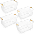 4 Pcs Metal Wire Basket with Wooden Handles Mesh Steel Storage Organizer Bin Containers for Home Organizing Cabinet Pantry Closet Kitchen Fridge Fruit Makeup Snacks Gifts(Large,Cream White)