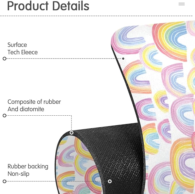 Kitchen Sink Splash Guard 1 PC 14.7 Inch Sink Faucet Mat Splash Guard for Bathroom Countertop Water Absorbent Foldable Cuttable Soft Washable Gradient Cute Rainbows