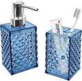 2PCS Blue Bathroom Accessories. Contain Soap Dispenser and Toothbrush Holder Set. Boho Bathroom Set for Blue Bathroom Décor