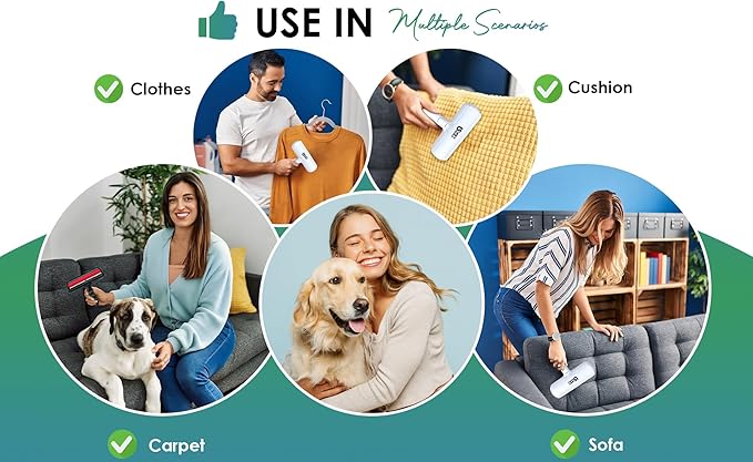 US PET SUPPLY Pet Hair Remover Roller -Reusable, Self Cleaning Lint Roller for Pet Hair Removal on Furniture, Carpets, Clothes & Car Seats-Dog & Cat Hair Remover No Sticky Tapes (White)