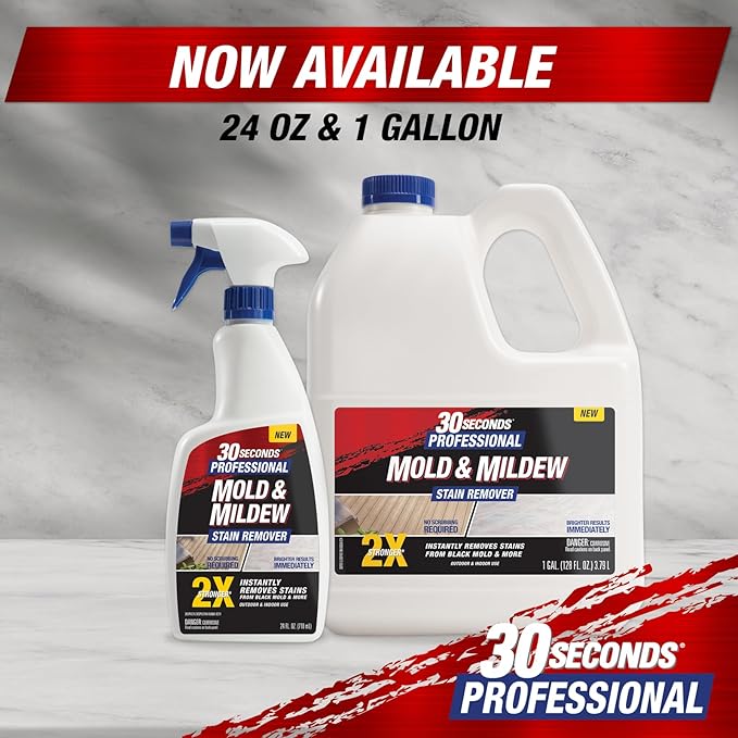 30 SECONDS Pro Mold and Mildew Stain Remover | Scrub Free | Brighter Results Instantly | Ready To Use | 1 Gallon (4 PACK)