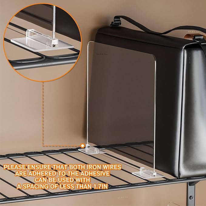 Yieach 6 Pack Acrylic Shelf Dividers for Closet Organization - Suitable for All Cupboard,Wood Shelves -Clear Closet Dividers for T Shirt,Towel,Bag,Purse Dividers,Handbag Organizer,Sweater Organizer