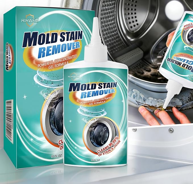 MoldStain Remover Gel, Washing Machine Seal Cleaner for Front Load Washer, Tiles Grout Cleaner Bathroom Cleaning Home Kitchen Sinks Caulk Cleaning, 10 Oz