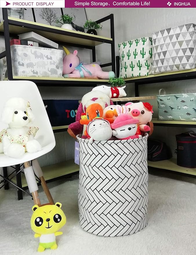 Laundry Hamper Large Canvas Fabric Lightweight Storage Basket/Toy Organizer/Dirty Clothes Collapsible Waterproof for College Dorms, Boys and Girls Bedroom,Bathroom(Weave)