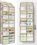 Yecaye 5-Tier Over The Door Organizer Dual-Column, 80lbs Load Over The Door Storage of 10 Compartments, Heavy Duty Door Organizer Hanging for Bedroom Closet Nursery Bathroom Pantry, Beige, 2 Pack