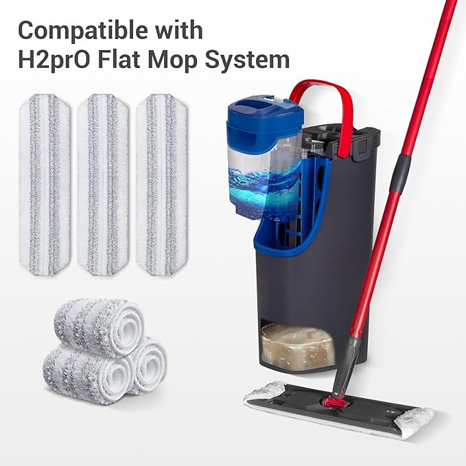 10Pcs Mop Replacement Pads,Compatible with O Cedar H2prO Flat Mop System Universal Mop Pads Mop Head Refills Washable Wet Mop,Replacment for Vileda H2prO Size Mops 15.94'' x 4.33''