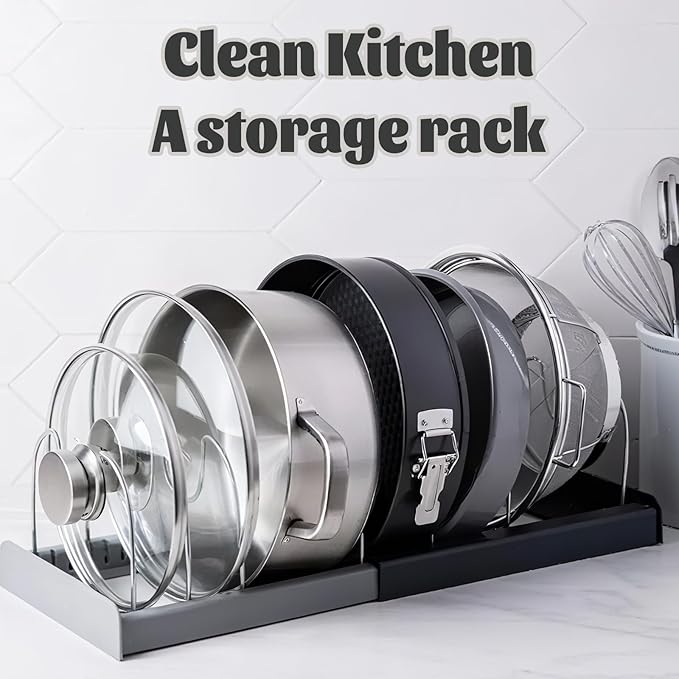 Pot Lid Rack and Baking Pan Cookware Storage Organizers Inside Cabinet for Under Cabinet