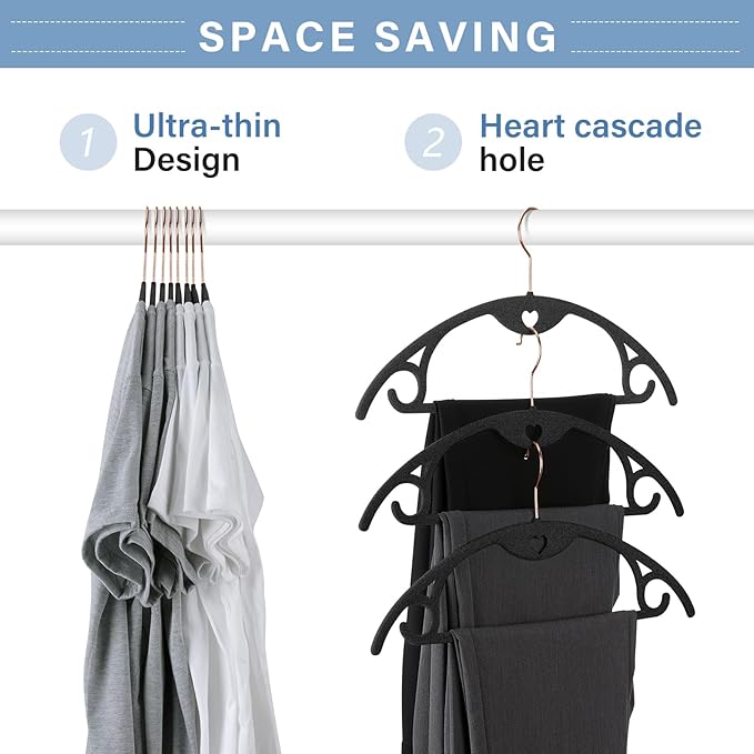 IEOKE Velvet Hangers 50 Pack: Felt Clothes Hangers Heavy Duty Shirt Sweater Hangers No Shoulder Bump Non Slip Slim Thin Coat Hangers for Closet - Black Grey