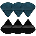 Pimoys 6 Pieces Powder Puff Face Triangle Makeup Puff for Loose Powder Setting Powder Soft Foundation Sponge Makeup Blender Sponge Beauty Makeup Tool, Black and Peacock Blue