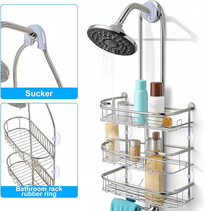 Sliverdew Suction Cups for Shower Caddy, 6 Pcs Shower Caddy Suction Cups with 3 Pieces Rubber Rings Large Suction-Cup for Bathroom, Easy to Attach